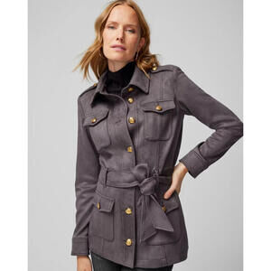 WHBM Ultra Suede Safari Jacket NWT - Small Stormy‎ Gray White House Black Market